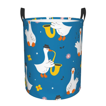 Pevtufa Cartoon Goose Foldable Laundry Basket Organizer,Fabric Clothes Toy Storage Basket Nursery Hamper Storage Bin For Househo