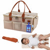 Oceanevo Cute Diaper Caddy Organizer Bag With Lid, Changing Mat & Luggage Tag | New Born Baby Essentials Storage Basket With Com