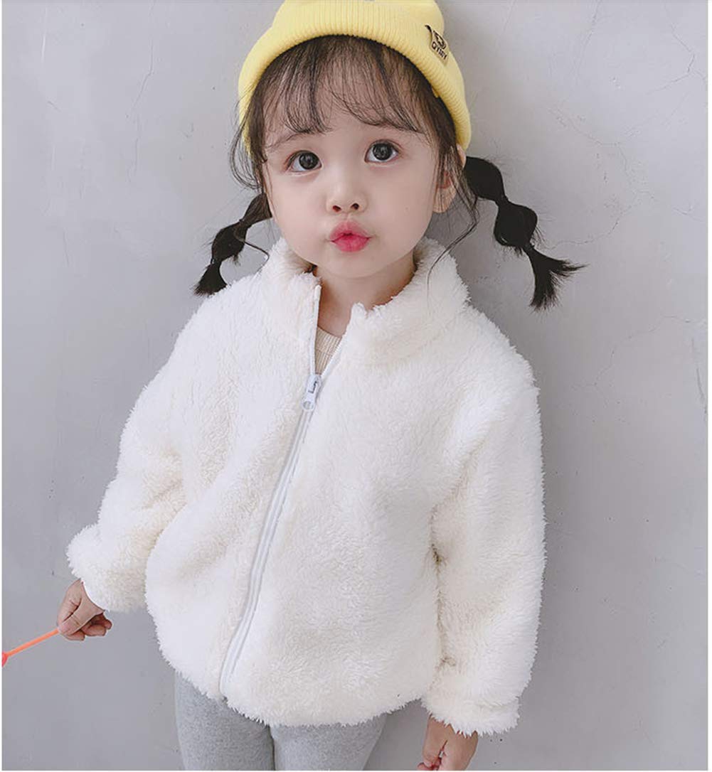 Wallarenear Baby Girls Boys Winter Fleece Coat Toddler Kids Faux Fur Jacket Warm Hooded Outwear Cardigan With Ears Fall Winter O