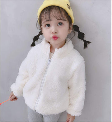 Wallarenear Baby Girls Boys Winter Fleece Coat Toddler Kids Faux Fur Jacket Warm Hooded Outwear Cardigan With Ears Fall Winter O