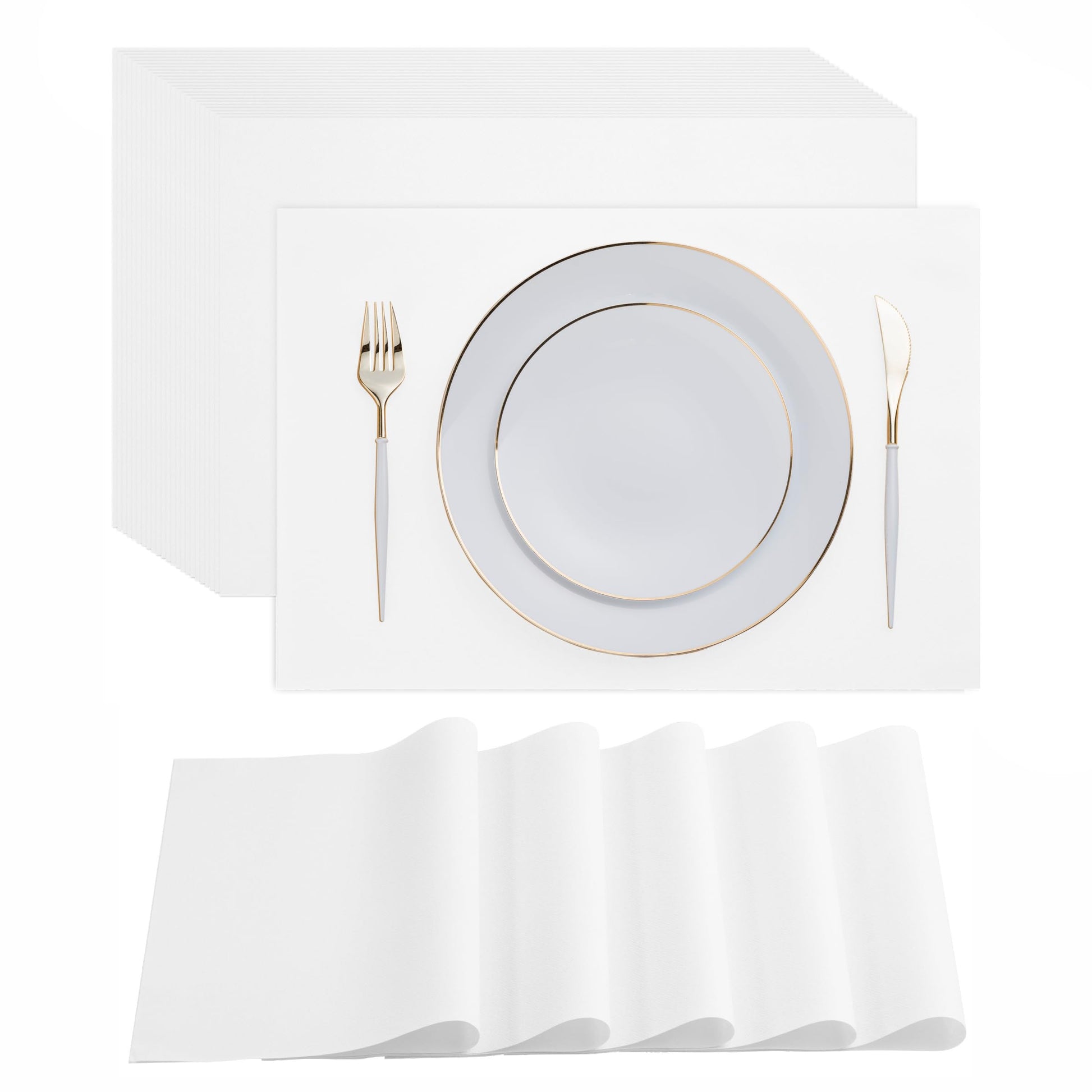 Disposable White Paper Placemats For Dining Table - 100-Pack 18' X 12' Cloth-Like Rectangle Paper Placemats For Baby, Kids, Pa