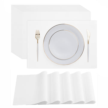 Disposable White Paper Placemats For Dining Table - 100-Pack 18' X 12' Cloth-Like Rectangle Paper Placemats For Baby, Kids, Pa