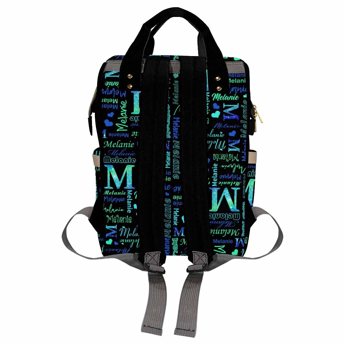 Artsadd Custom Name Diaper Bag Mommy Nappy Bags, Personalized Gradient Green Glitter Handbags Large Capacity Multi-Function Nurs