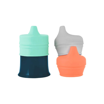 Boon Snug Silicone Sippy Cup Lids - Convert Kids Cups Or Toddler Cups Into Sippy Cups - Toddler Feeding Supplies - 3 Count - Mul