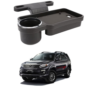Oshotto (FT04) Foldable Car Auto Headrest Rear Back Seat Table Drink Food Cup Tray Holder Compatible with Toyota Fortuner  Bla