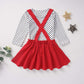 Xfglck Toddler Baby Girl Valentine'S Day Clothes Outfit Long Sleeve Dot Heart Long Sleeve Shirt Blouse +Suspender Skirts Set (Re