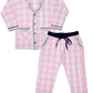 SHOPmOZO Unisex Pure Cotton Checkered Night Suit for Boys and Girls Pyjama Top Combo Set (SM00300UNISEXSWPS Pink)