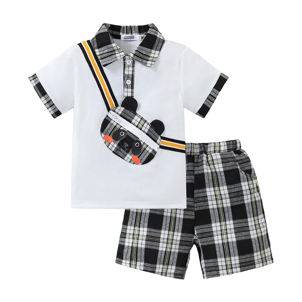 Hopscotch 2Pc Panda Applique Polo TShirt & Shorts (1224 Months)