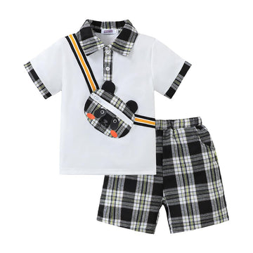 Hopscotch 2Pc Panda Applique Polo TShirt & Shorts (1224 Months)