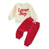 Ursobutegl Toddler Baby Boy Valentine'S Day Outfit Lover Boy Embroidery Letter Sweatshirt Pullover Tops Jogger Pants Clothes (18