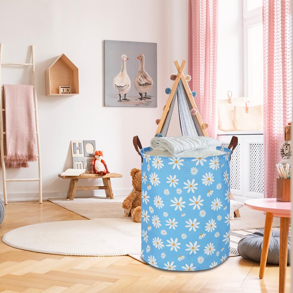 Ntaohamper Kids Laundry Hamper,Blue Laundry Basket,Baby Nursery Hamper,Waterproof Toys Storage Bin,Clothes Organizer,Gift Basket