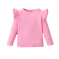 Lysmuch Toddler Baby Girls Long Sleeve Ruffle T Shirt Kids Casual Plain Solid Top Blouse T-Shirt Undershirt (Pink, 3-4T)