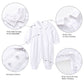 Pureborn Baby Boys Baptism Outfits Long Sleeve Jumpsuit With Bonnet 3 Pcs Spring Fall Cotton Christening Clothing White 0-3 Mont