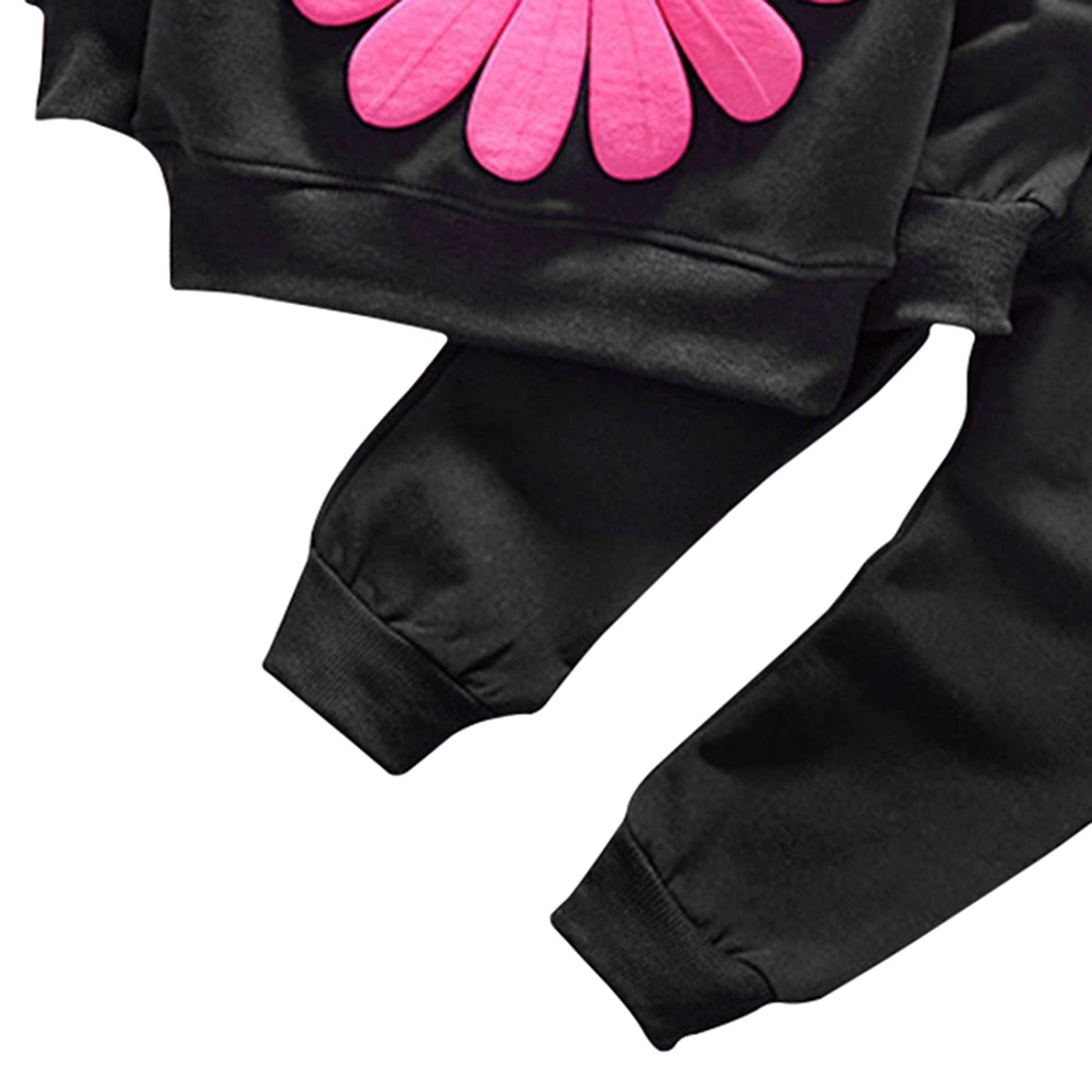 Toddler Baby Girls Sunflower Clothes Set Long Sleeve Top And Pants 2Pcs Outfits Fall Clothes (Black,Age 2T)