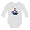 Outerstuff Nhl Newborn & Infants 0-24 Months Primary Logo Long Sleeve Bodysuit Creeper Romper (Edmonton Oilers - White, 3/6 Mont