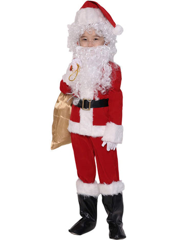 Adomi Children'S Deluxe Santa Suit 10Pc. Christmas Child Santa Claus Kids Halloween Costume Cosplay Xs