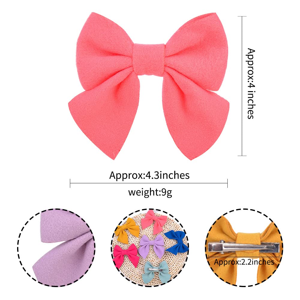 Spenlly 4.3 Inch Hair Bows Clip Big Hair Bow Clip Hair Barrettes Hair Accessories For Baby Girls Kids (Cream White)