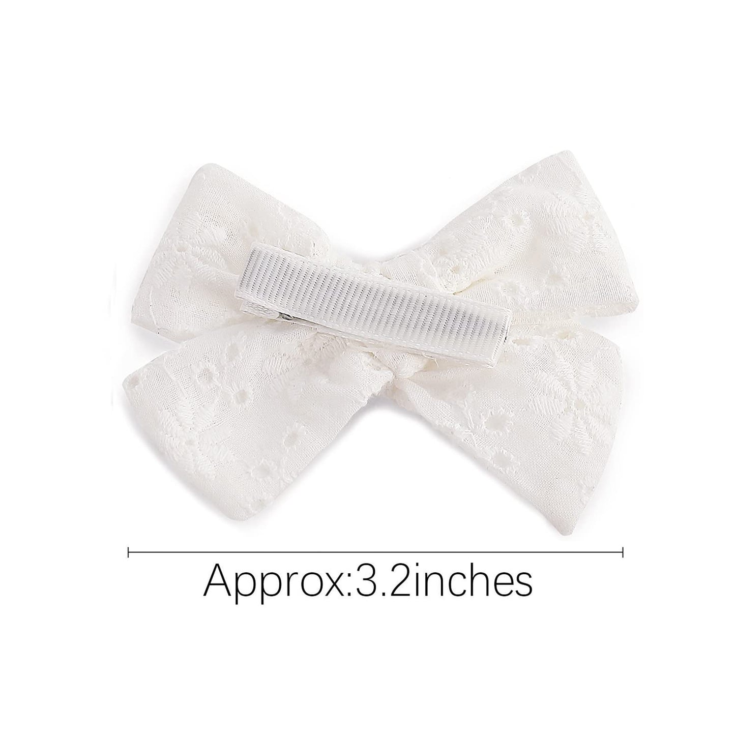 3.2'' Girls White Linen Hair Bows Clips - Alligator Clips Hair Accessories For Little Girls, Toddlers, Kids, And Teens