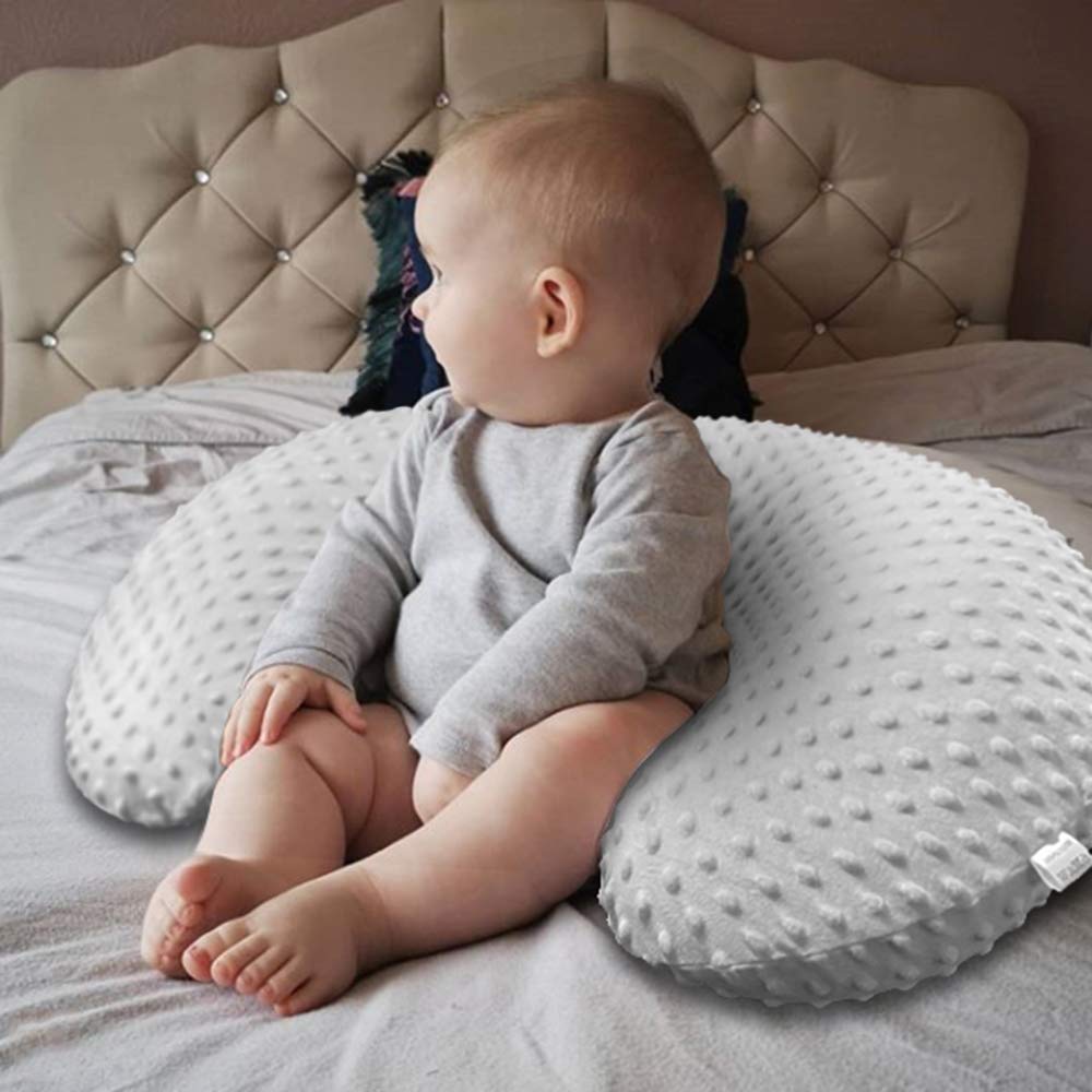 Ievolve Nursing Pillow Cover Breast Feeding Pillow Support Positioner Lounger Cover For Baby Boy Girl(Navyblue&Silver Grey 2Pack