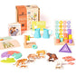 Curious Crate Wooden Montessori Toys Box for Toddlers | 9 in 1 Learning Educational Toys - Stacking Peg Board, Horizontal Dowel,