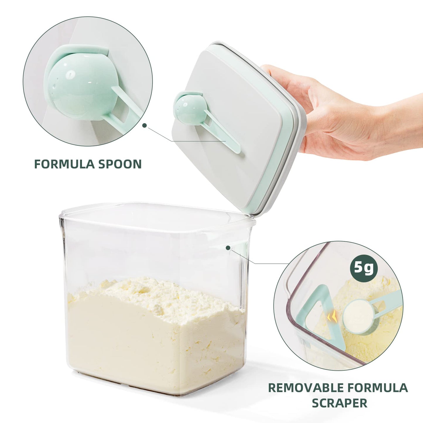 Tourdeus 1000Ml Formula Travel Container Airtight Formula Dispenser On The Go, 11Oz, 0.66Lb, 300G, Clear