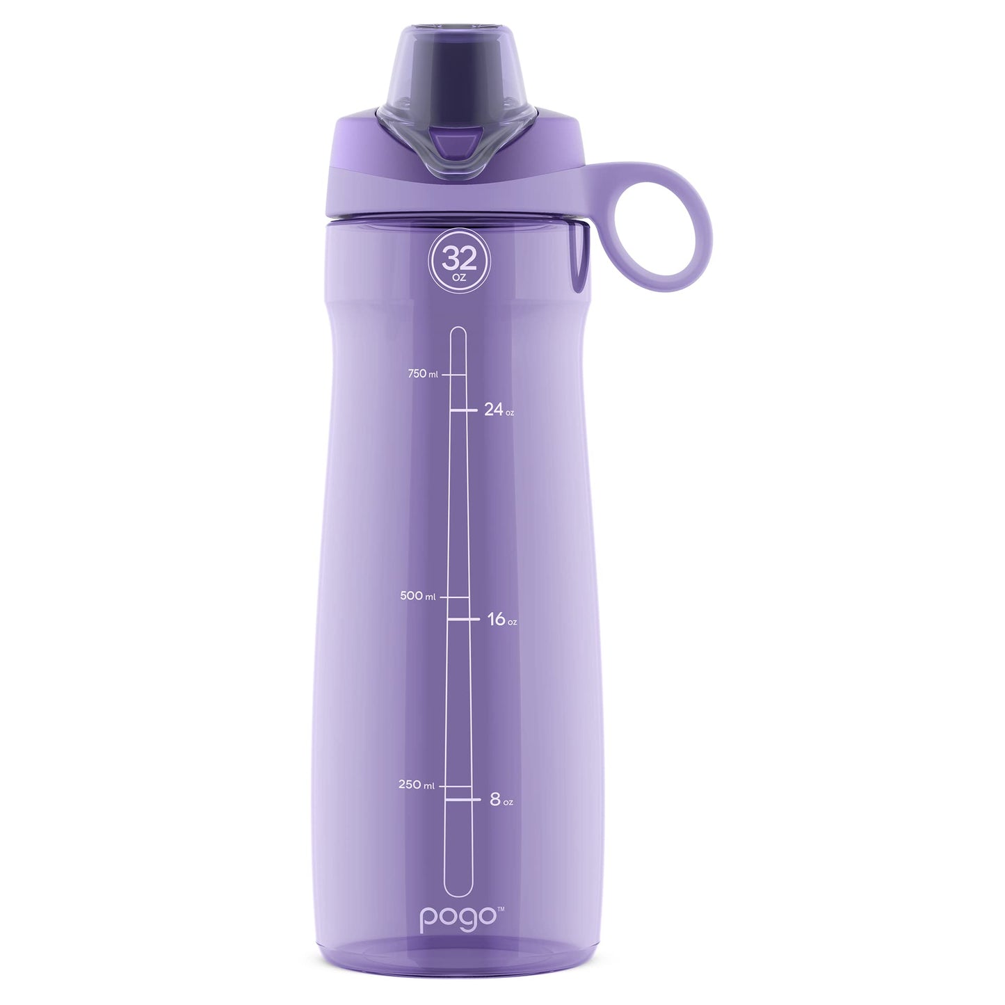 Pogo Plastic Water Bottle With Chug Lid And Carry Handle, Reusable, Bpa Free, Dishwasher Safe, Perfect For Travel And Gym, Lilac