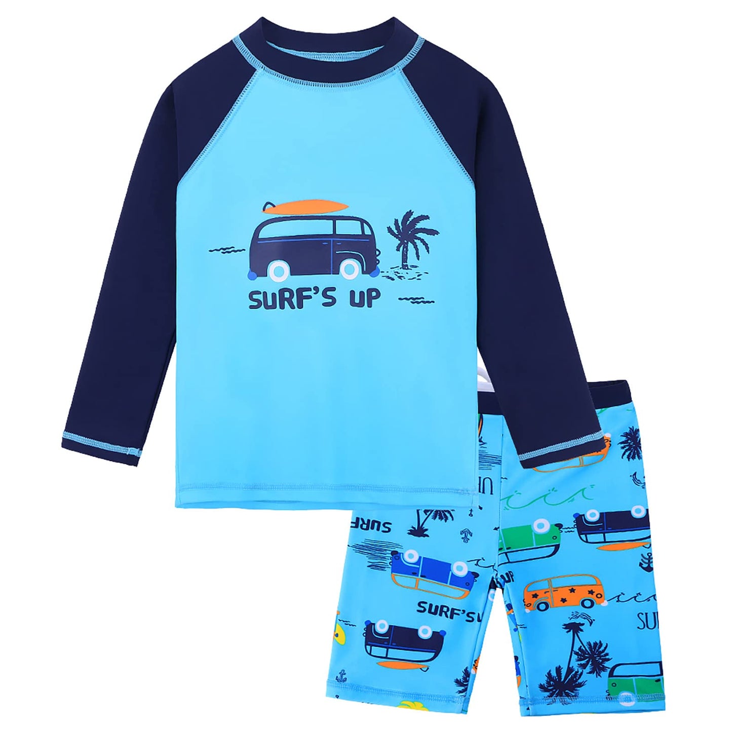 Huaaniue Baby Toddler Boy Swimsuit Rashguard Set Swimwear Upf 50+ Car 2-3 T