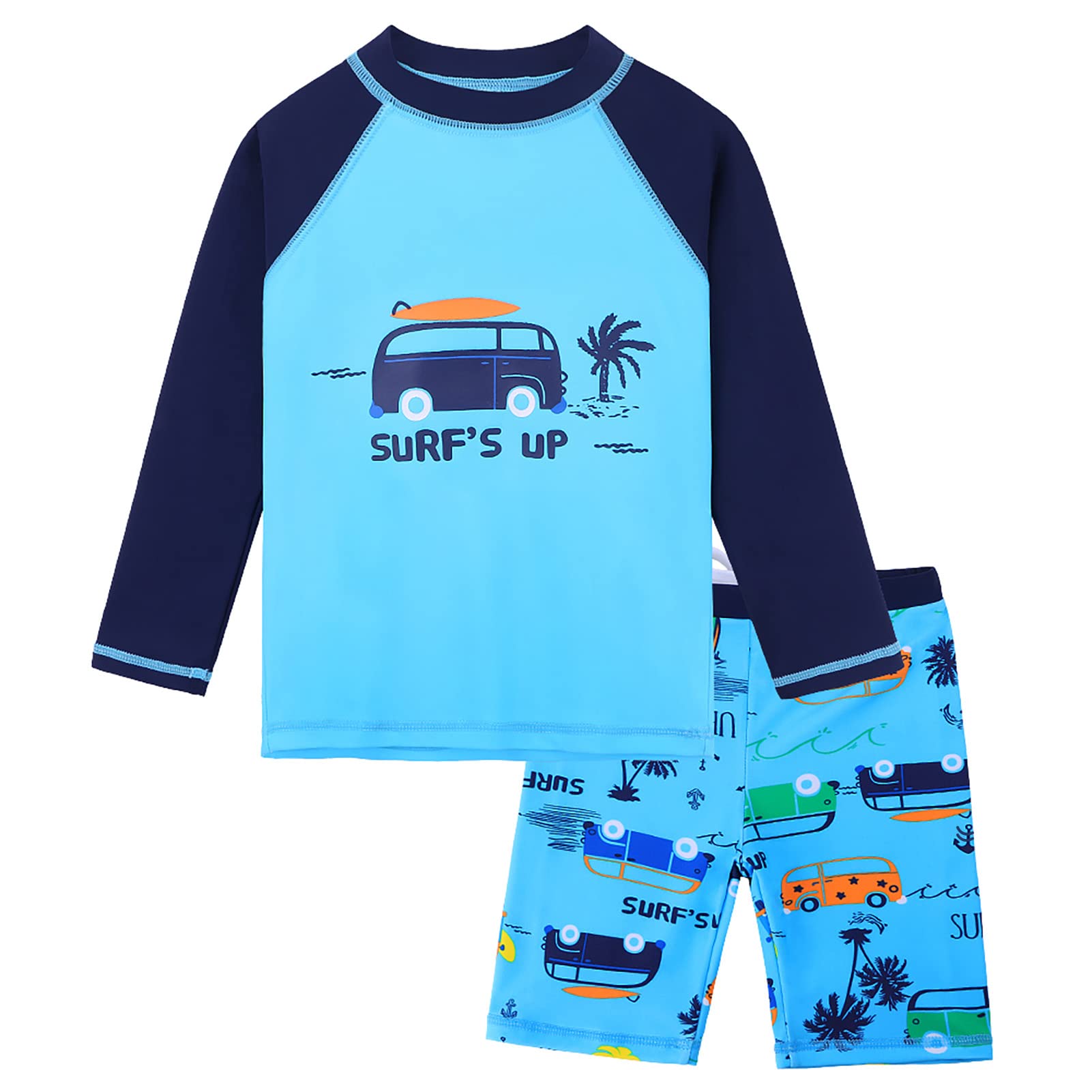 Huaaniue Baby Toddler Boy Swimsuit Rashguard Set Swimwear Upf 50+ Car 5-6 T