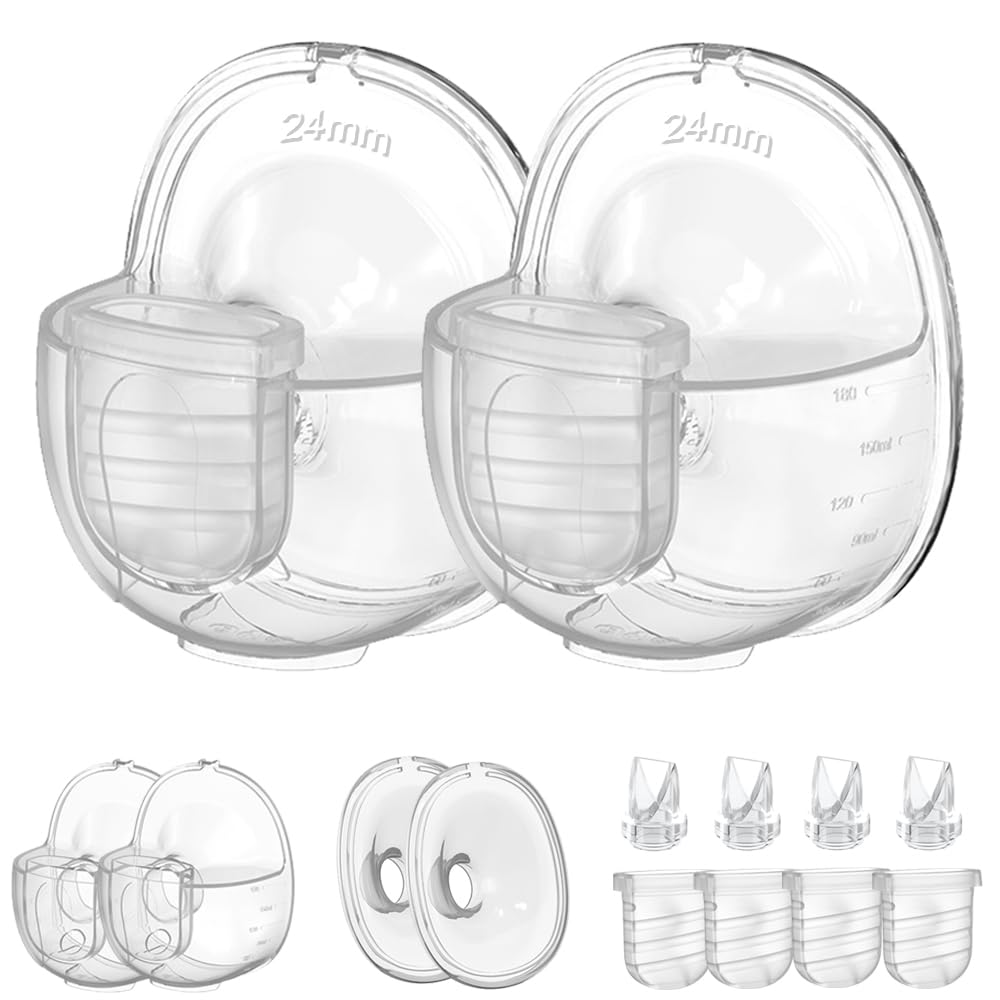 Two Full Sets Breast Pump Parts with 24mm Flange Compatible with Lansinoh Discreet Duo/NCVI/Nuliie/NICEGREEN Life/Zooawa S32 Bre
