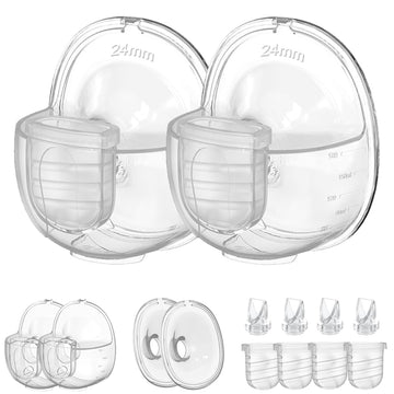 Two Full Sets Breast Pump Parts with 24mm Flange Compatible with Lansinoh Discreet Duo/NCVI/Nuliie/NICEGREEN Life/Zooawa S32 Bre