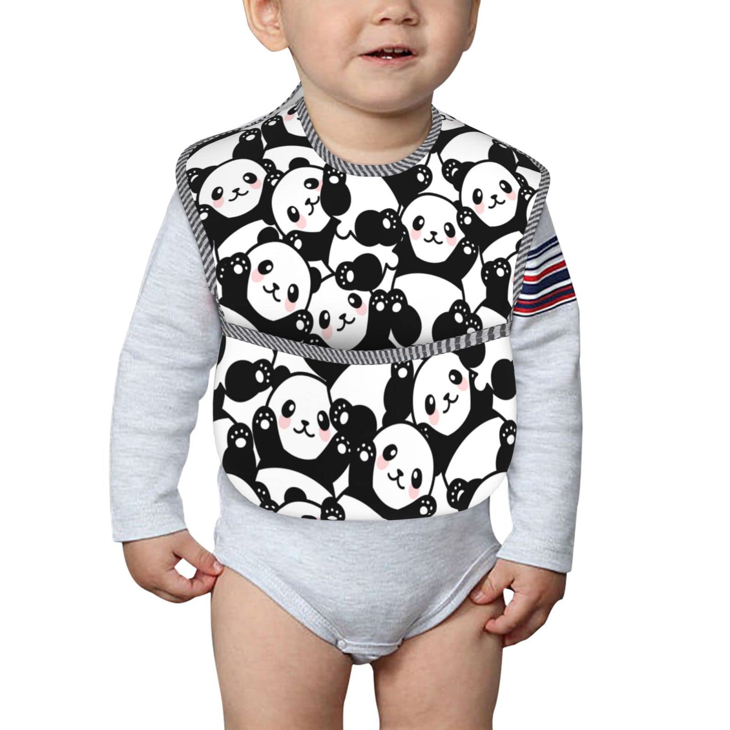 Qwalnely Panda Bibs Baby Stuff 2Packs For 6-24 Months Waterproof Washable Fabric (Panda)