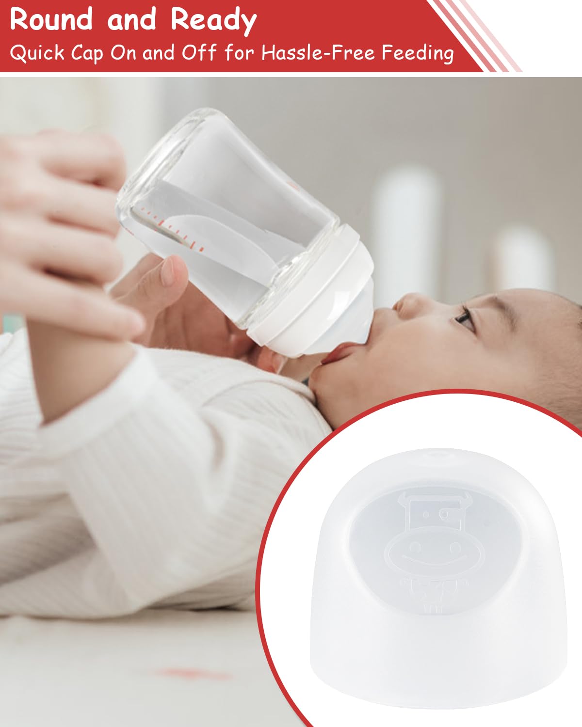 6 Pack Baby Bottle Cap Compatible With Pigeon Bottle, Soft & Safe Bottle Lid