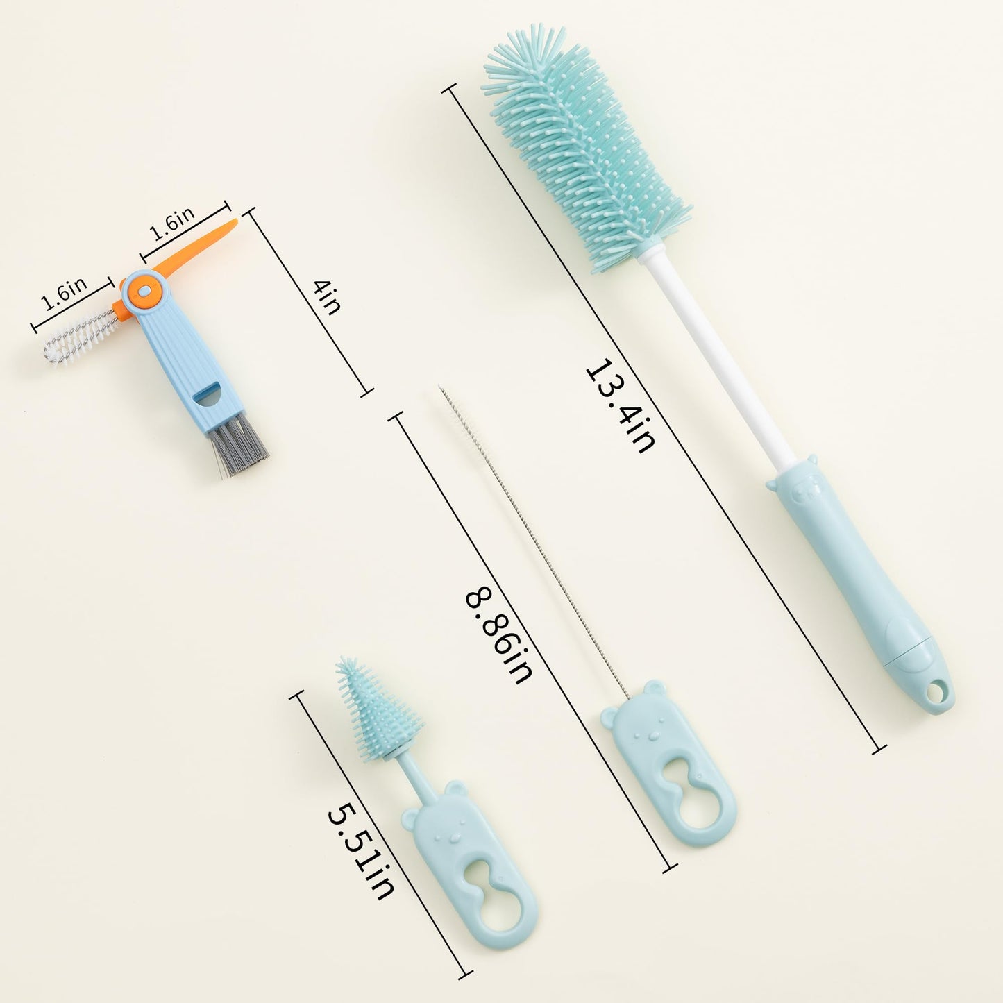 Chemimoso Silicone Bottle Cleaning Brush, 13.4' Long Handle Water Cup Bottles Cleaner For Baby Bottles, Stanley Mug, Sports Bot