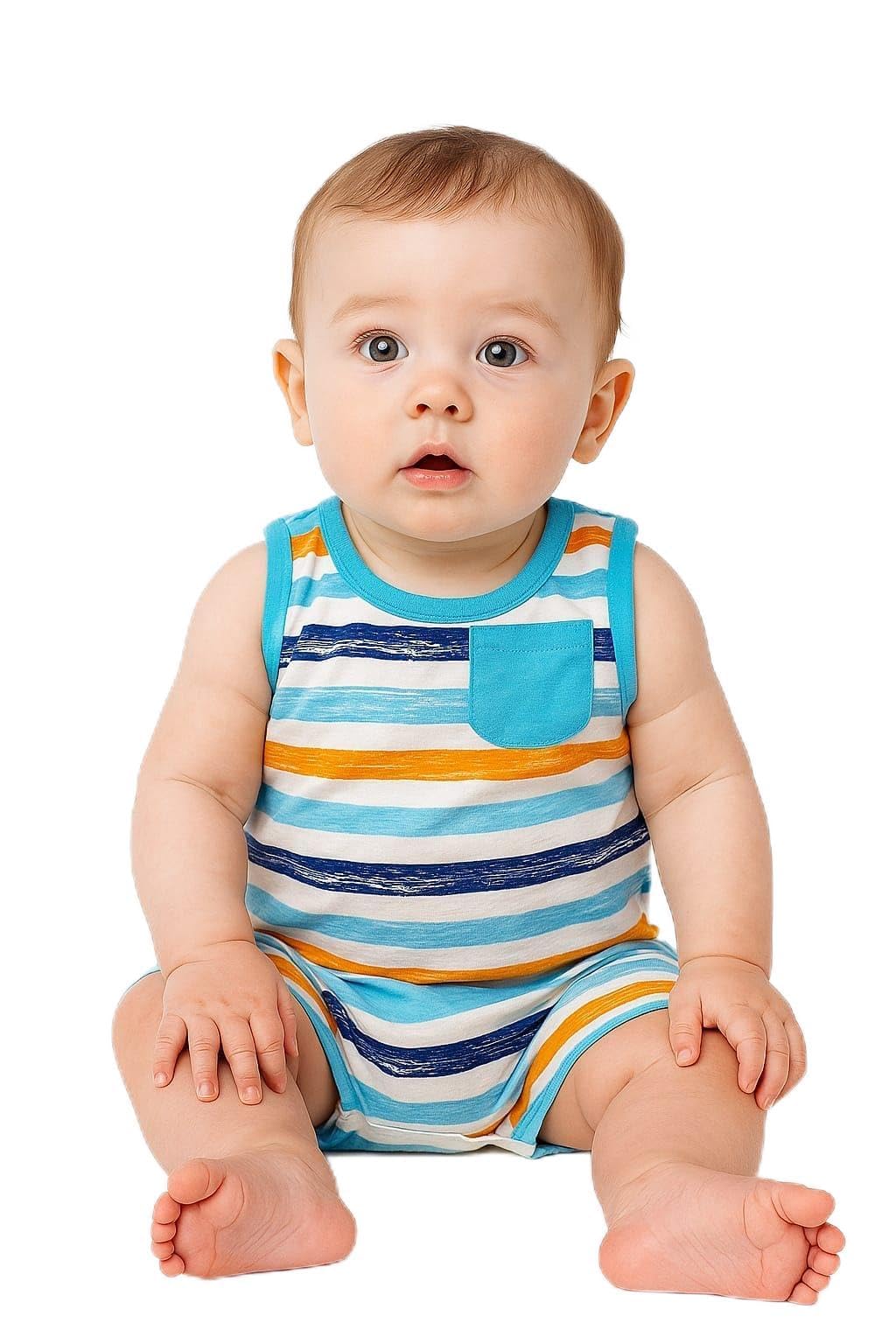 Daadun Baby Boys Cotton Sleeveless Bodysuit Pack  Set Of 2 | Assorted Prints | Soft & Breathable | 324 Months (Pack Of 2 Sl, 3