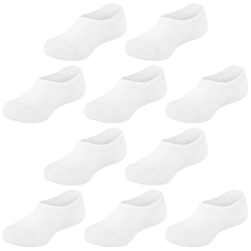 Witwot 10 Pairs No Show Socks For Kids Girls Boys Ankle Socks 5-6 Years White