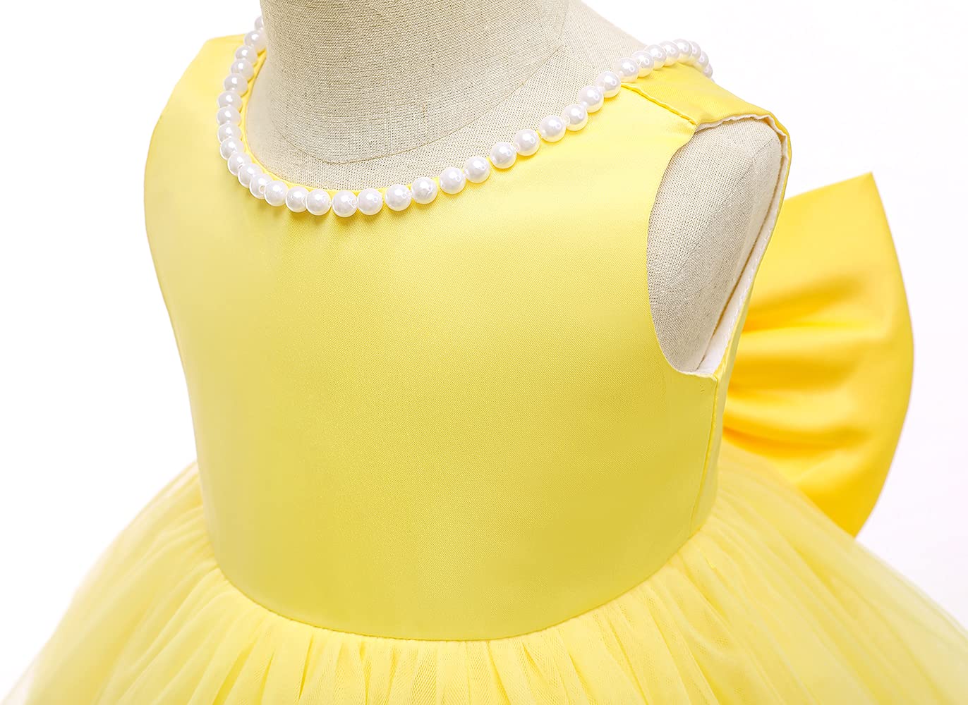 Toddler Girl Birthday Yellow Dress, Party Wedding Flower Christmas Earster Sleeveless Floor Length Tutu Tulle Dance Gown 3-4 Yea