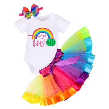 Ibtom Castle Kids Watermelon It 'S My 2Nd Birthday One Melon Tutu Secone Rainbow Cake Smash Skirt Set With Princess Romper/Headb