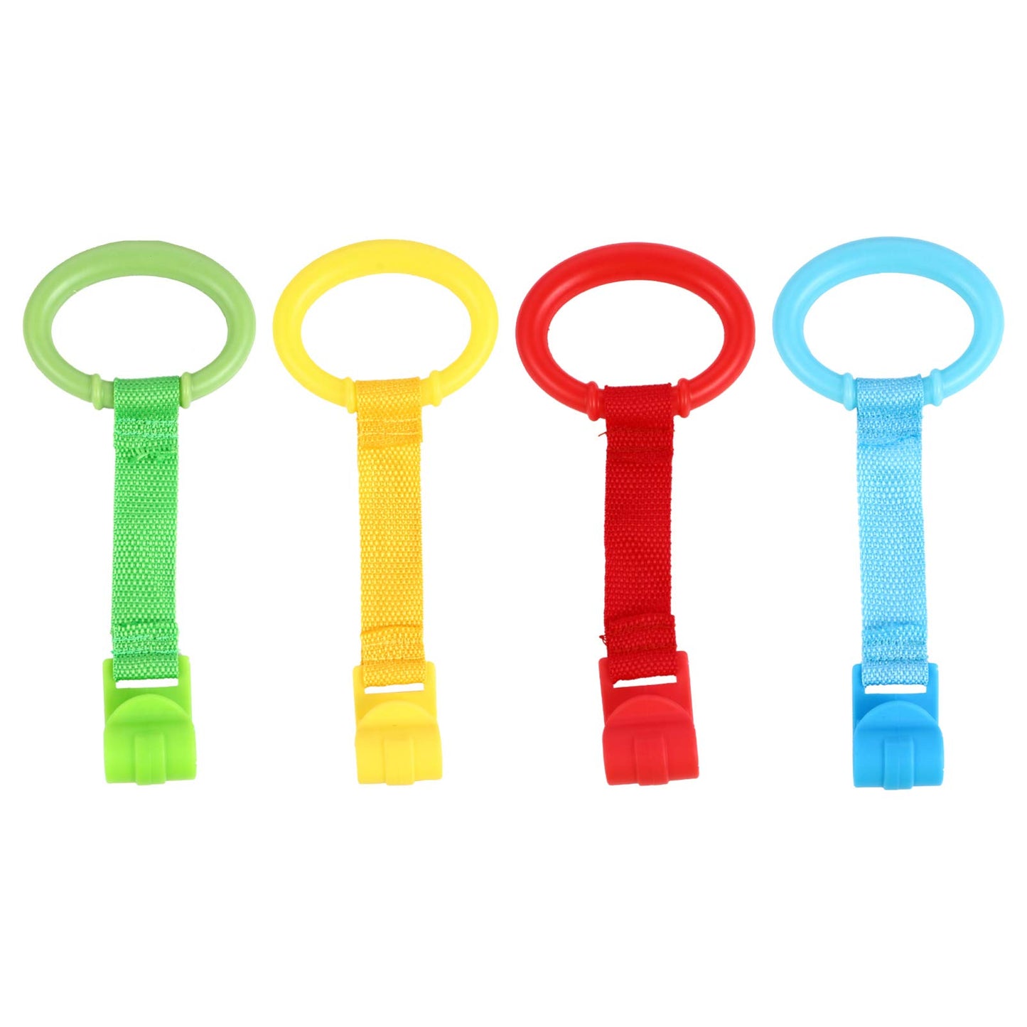 Kisangel 4Pcs Baby Play Gym Baby Crib Pull Ring Baby Bed Stand Up Rings Nursery Baby Cot Rings Toddler Activity Kids Walking Tra