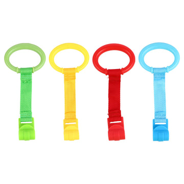 Kisangel 4Pcs Baby Play Gym Baby Crib Pull Ring Baby Bed Stand Up Rings Nursery Baby Cot Rings Toddler Activity Kids Walking Tra