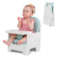 BABELIO Travel Booster Seat for Upright Posture, Compact Folding Floor Seat with PU Waterproof Cushion, Great for Baby, Dining T
