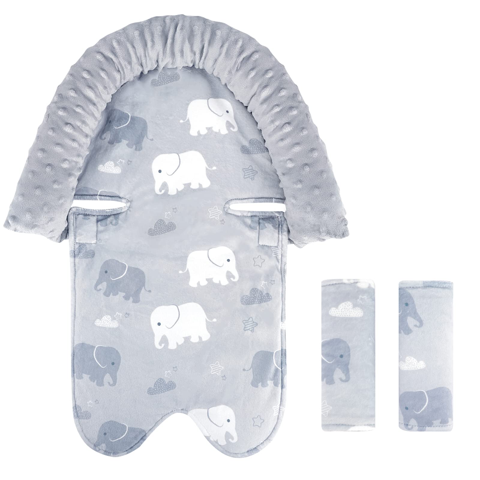 Tanofar Baby Car Seat Insert And Strap Covers, Gray Carseat Head Support For Boys, Soft Unisex Cushion Fit For Car Seats, Stroll