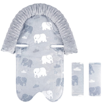 Tanofar Baby Car Seat Insert And Strap Covers, Gray Carseat Head Support For Boys, Soft Unisex Cushion Fit For Car Seats, Stroll