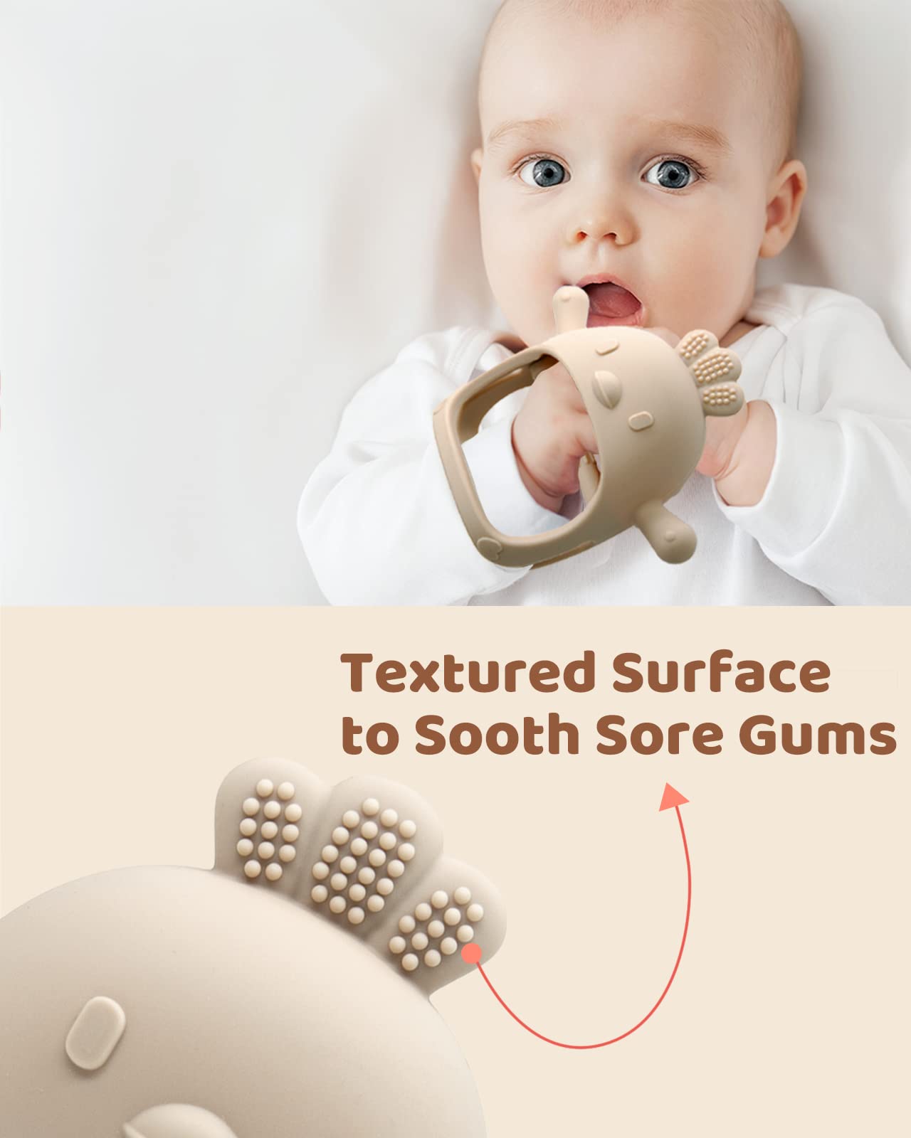 3 Packs Baby Teething Toy Silicone Teething Mitten for Babies Over 3 Months Anti Dropping Wrist Hand Teethers Baby Chew Toys for