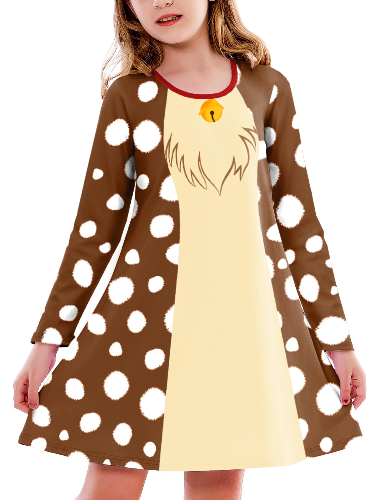 Christmas Deer Dress For Girls Knee Length Christmas Tshirt Dress Long – Cutebab WBBAPB0DFNK2R1W
