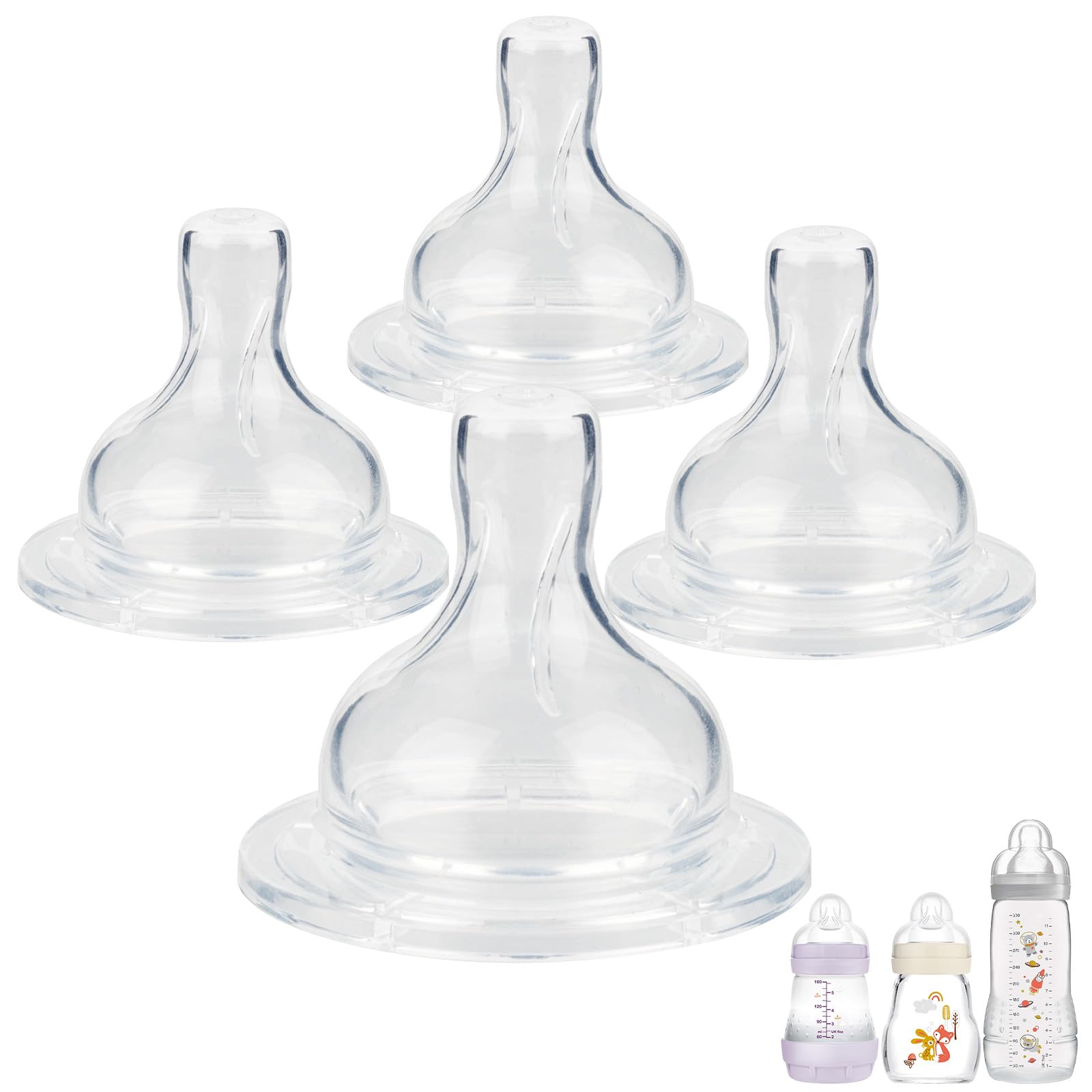 Silicone Nipple for MAM Easy Start Bottle,Easy Active Bottle and Glass Baby Bottles,Size 3,Fast Flow,Replacement Bottle Nipples,