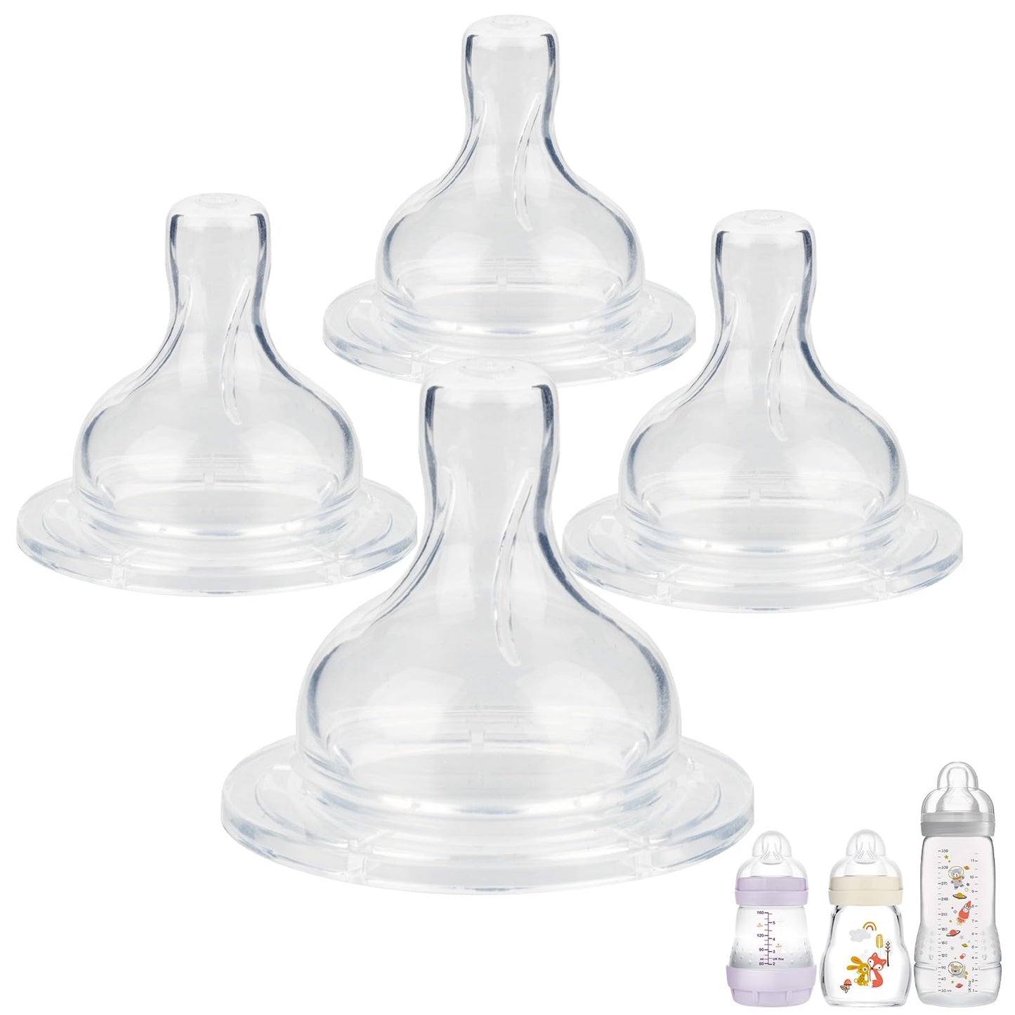 Silicone Nipple for MAM Easy Start Bottle,Easy Active Bottle and Glass Baby Bottles,Size 4,Extra Fast Flow,Replacement Bottle Ni
