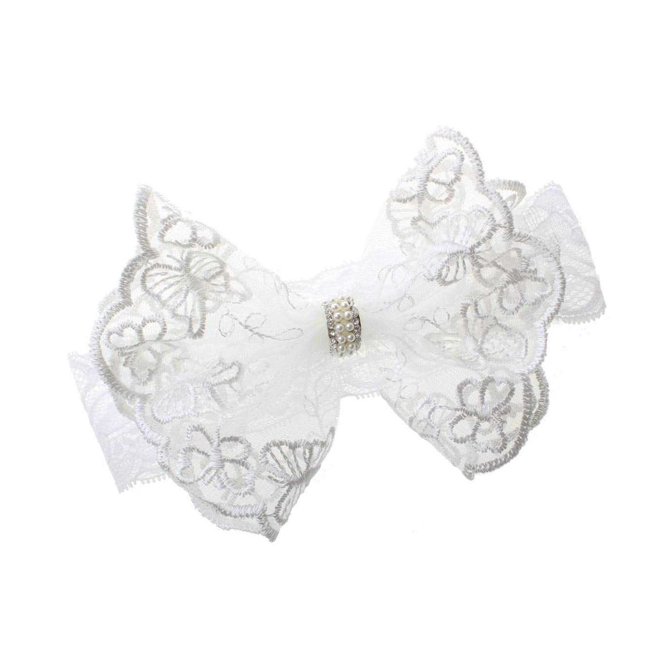 BBTDIN Baptism Christening Headbands Baby Girls Flower Lace Hair Hand White Bow BBG11 (Big Bow)