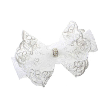 BBTDIN Baptism Christening Headbands Baby Girls Flower Lace Hair Hand White Bow BBG11 (Big Bow)