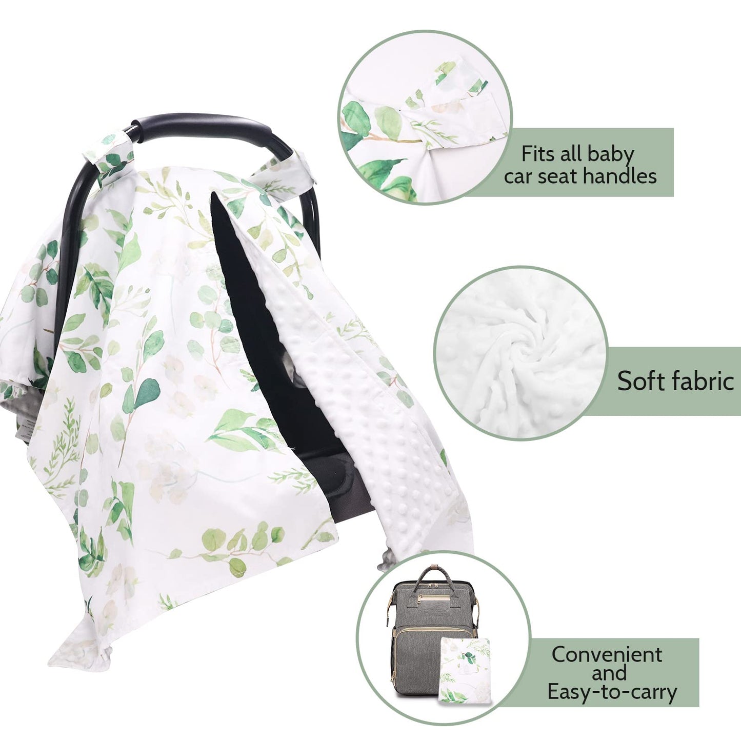 Tanofar Car Seat Cover Baby, Carseat Covers Baby Boy Girl, Peekaboo Opening Infant Car Seat Cover For Winter, Warm & Cozy, Green