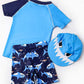 Baopteil Baby Boys Two Pieces Swimsuit Sets Toddler Bathing Suit Rash Guards Sunsuit Swimwear With Hat Upf 50+(Mechanical Shark,